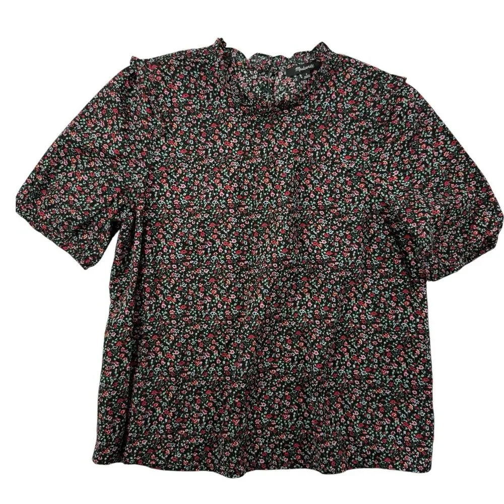 Madewell Floral Puff Sleeve Ruffled Top Women Small Cottagecore Blouse Ditsy